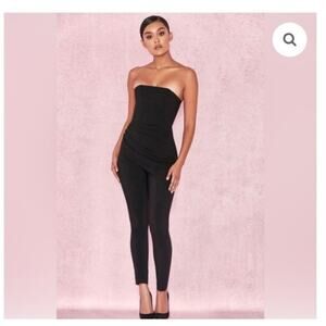 House of CB Leonida Black Strapless Jumpsuit Size: S